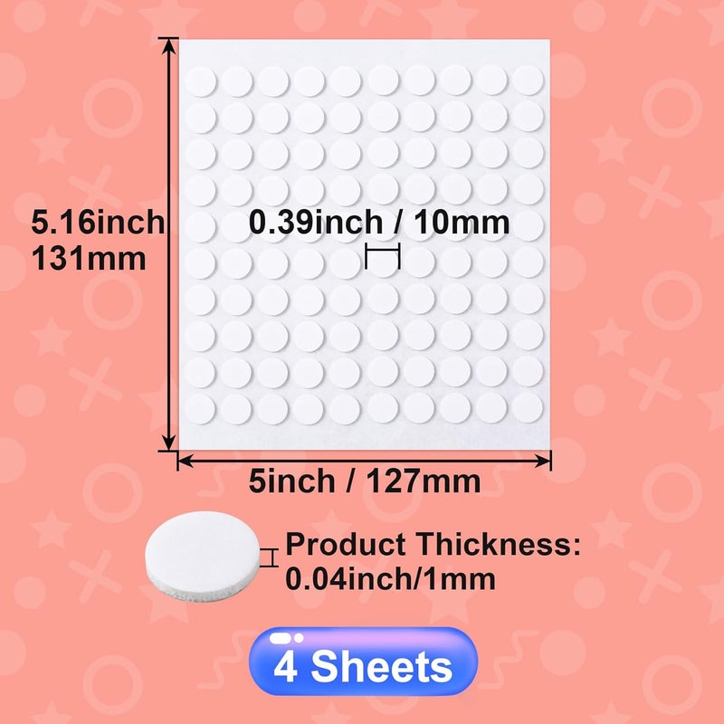 SmallCat 400 PCS Foam Discs Circle Stickers, 4 Sheet 3D Double-Sided Foam Adhesive Squares, Precut Foam Tapes for DIY Arts Crafts for Halloween Christmas - 0.39" - Image 2
